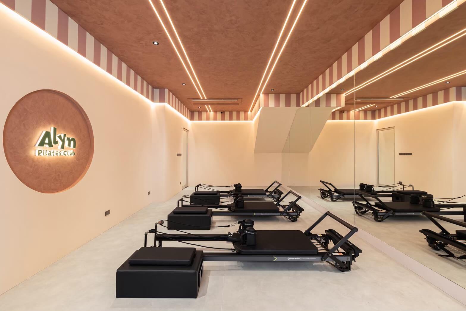 Calm studio interior with Pilates equipment